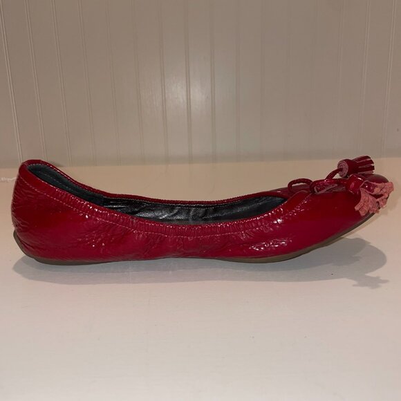 Cole Haan Nike Air Red Patent Leather Ballet Flats with Bow and Tassel Size 7B - Picture 10 of 15